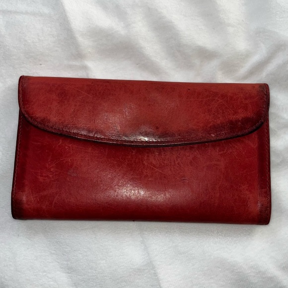 Coach Vintage Red Trifold Leather Wallet - Picture 9 of 15